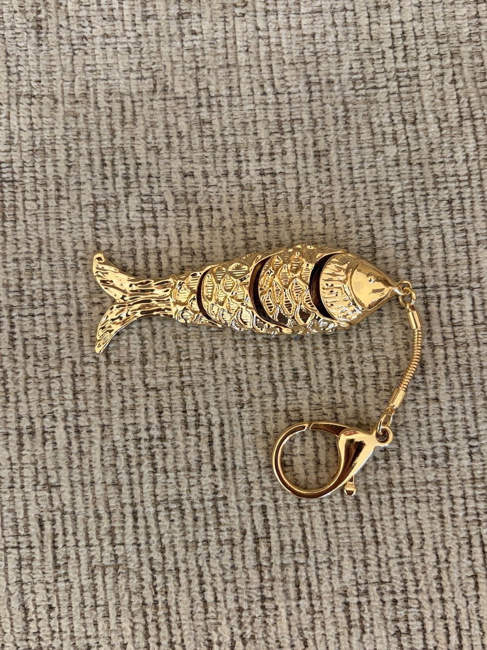 Gold Articulated Fish Keychain Bag Charm